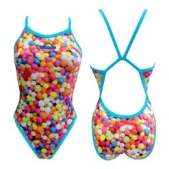 Badeanzug Turbo Gominoles Bälle Blau Rosa Weiße Frau
