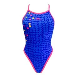 Badeanzug Turbo Color Grid Blau Rosa Frau