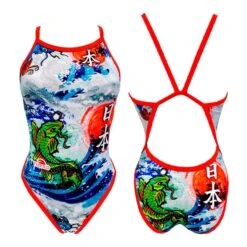 Badeanzug Turbo Japan Wall Revolution Schmale Träger Weiß