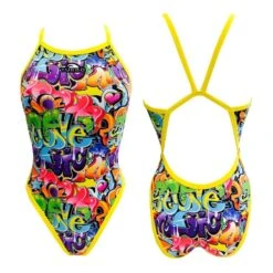 Turbo Graffitti Damen Badeanzug Gelb