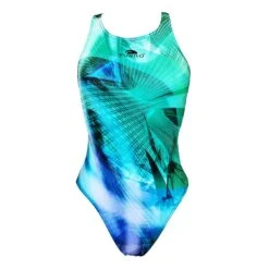 Turbo Light Damen Badeanzug Wide Strap Blau/grün