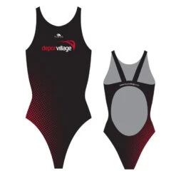 Badeanzug Turbo Deporvillage Breiten Streifen Schwarz Rot Frau