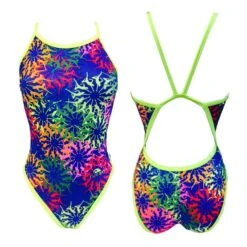 Badeanzug Turbo Wheel Sincro Revolution Dünne Streifen Lila Frau