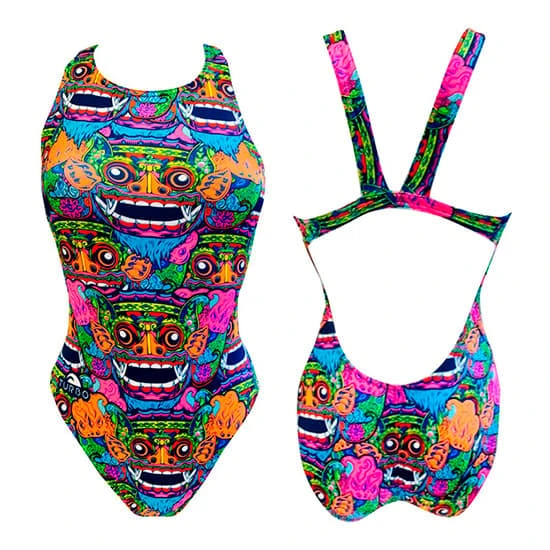 Turbo Bali Damen Badeanzug Wide Strap Tribal/blau