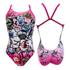 Turbo City Pro Racer Damen Badeanzug Thin Strap Rosa