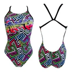 Badeanzug Turbo Greka Pro Racer Dünne Streifen Rosa Frau