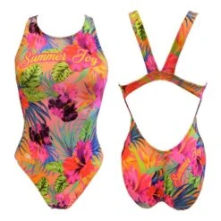 Badeanzug Turbo Summer Flower Wide Strap Orange Damen