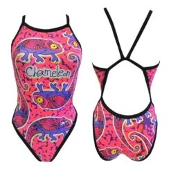 Badeanzug Turbo Chameleon Revolution Zieht Dünne Rosa Frau