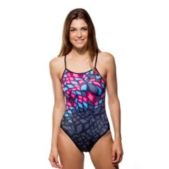 Badeanzug Turbo Crystal Thin Strap Grau Damen