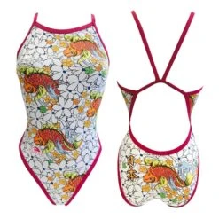 Badeanzug Turbo Japan Vibes Revolution Streifen Dünne Weiße Frau