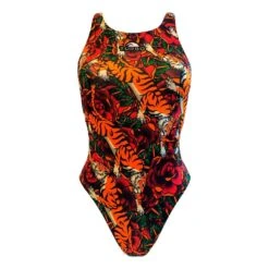 Orange Rote Frau Des Badeanzug-Turbo-Tiger Roses