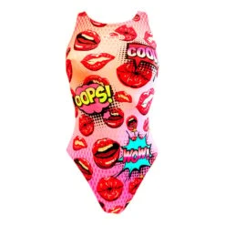 Badeanzug Turbo Küsst Orange Rosa Rote Frau