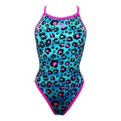 Badeanzug Turbo Blu Animal Leopardenmuster Blau Damen