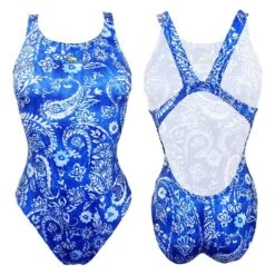 Badeanzug Turbo Blu Kaschmir Thin Strap Weiß/blau Damen