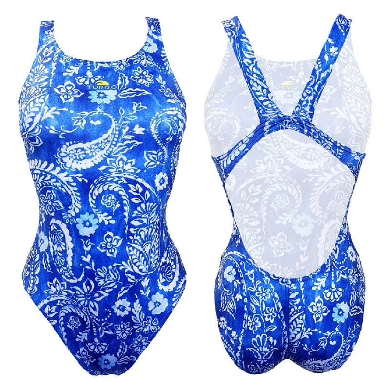 Badeanzug Turbo Blu Kaschmir Thin Strap Weiß/blau Damen