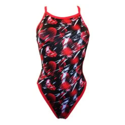 Badeanzug Turbo Amore Fine Strap Schwarz/rot/weiß Damen