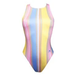 Badeanzug Turbo Pastel Stripes Breite Träger Gelb/rosa/blau