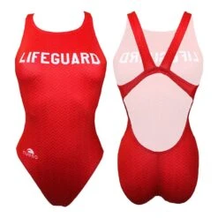 Turbo New Lifeguard Damen Badeanzug Wide Strap Rot/weiß