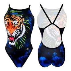 Turbo Revolution Tie Tiger Damen Badeanzug Blau/schwarz/orange