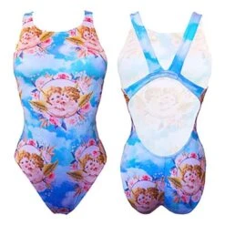 Turbo Angels Damen Badeanzug Blau/pink/weiß