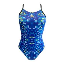 Blaue Frau Badeanzug Turbo Pixels Rosa